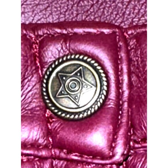 CCC Vintage Burgundy Faux Leather Pencil Skirt Decorative Button Liner Size Larg - Picture 3 of 7